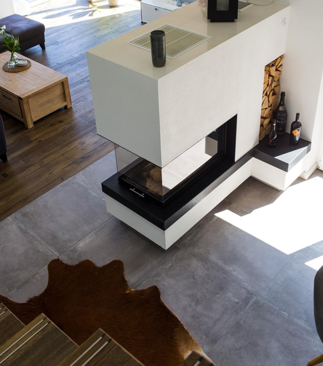 Betonoptikfliesen im Wohnzimmer